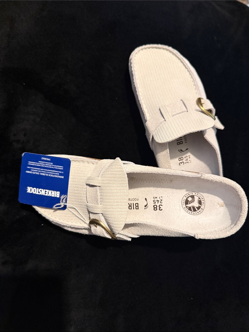 Birkenstock Women's Buckley Suede Clogs Slip-On Loafer Mules with Gold Buckle